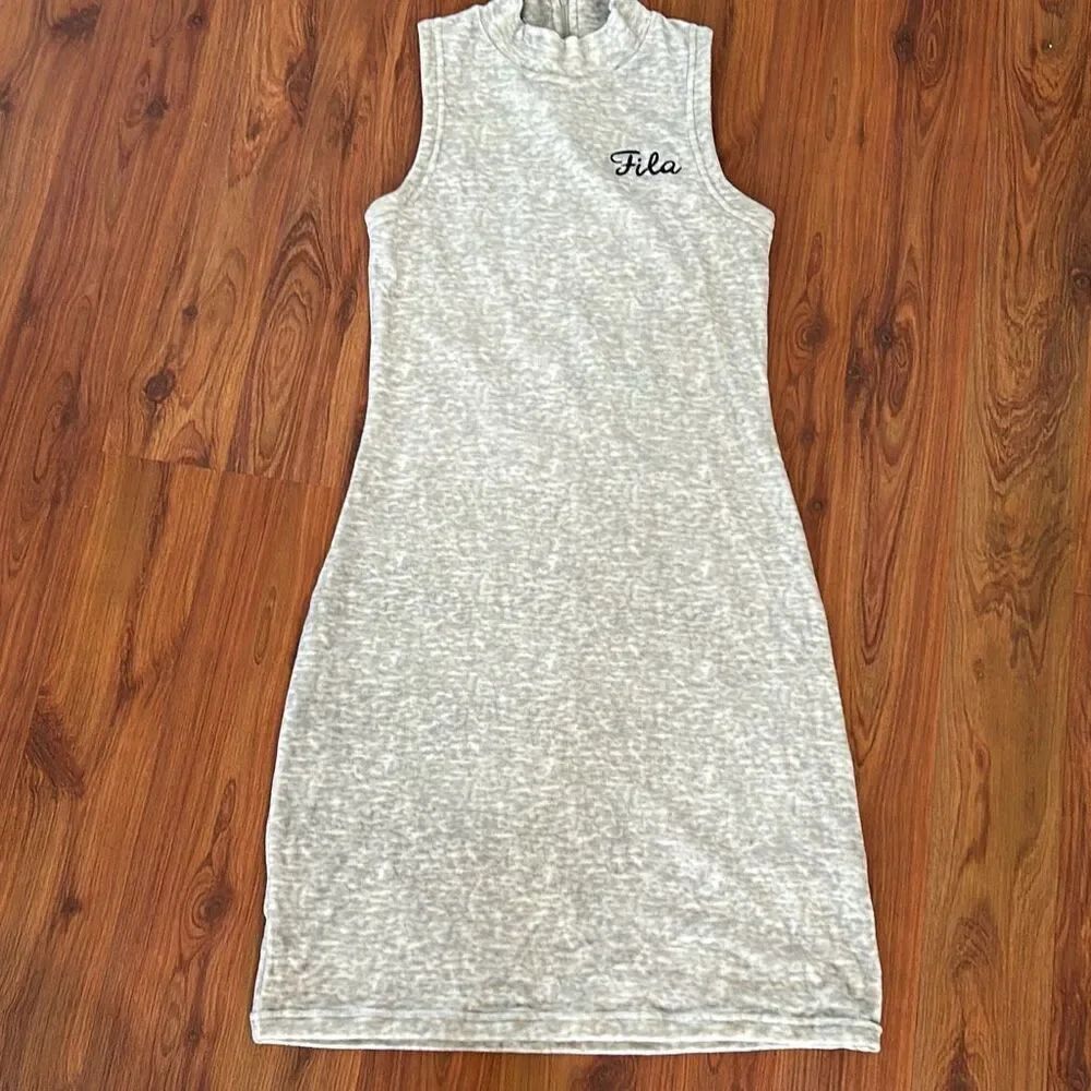 Fila vintage tethered grave velour fitted dress mock turtleneck sleeveless size